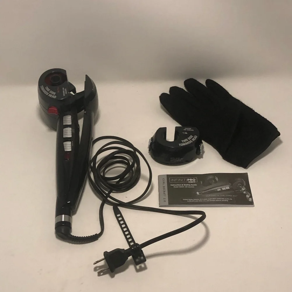 Black Automatic Curling Iron with Heat-Resistant Glove